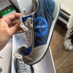 Moschino Kids Blue and Silver Sneakers